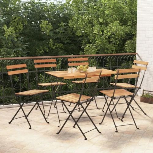 Prolenta Premium - Chaises De Bistrot Pliantes Lot De 6 Bois De Teck Solide Acier