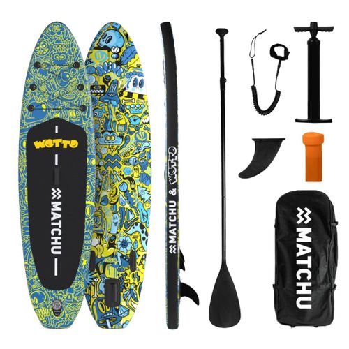 Wotto X Matchu - Art Collection - Stand Up Paddle Gonflable   Vert Et Bleu - 320x81x15 Cm