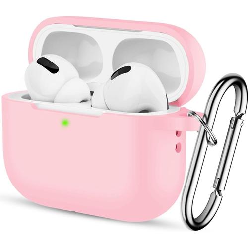 Silicone Coque pour AirPods Pro 2 Génération 2022 Étui de Protection en Caoutchouc Souple pour Apple AirPod Pro 2 Housse Protecteur Air Pods Pro 2 avec Mousqueton Rose