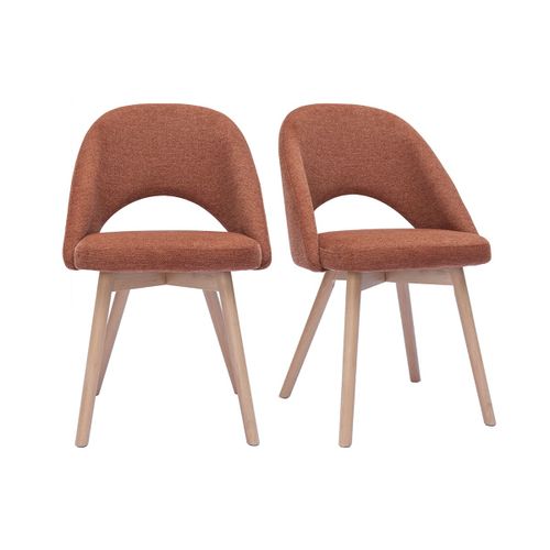 Chaises Scandinaves En Tissu Effet Velours Texturé Terre Brûlée Et Bois Clair (Lot De 2) Cosette