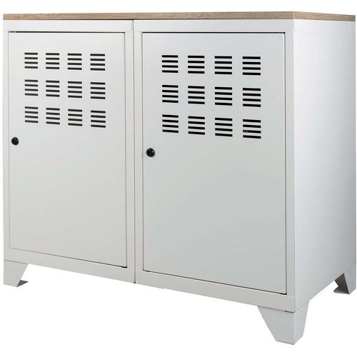 Armoire De Rangement Métal 2 Portes Blanc Mat