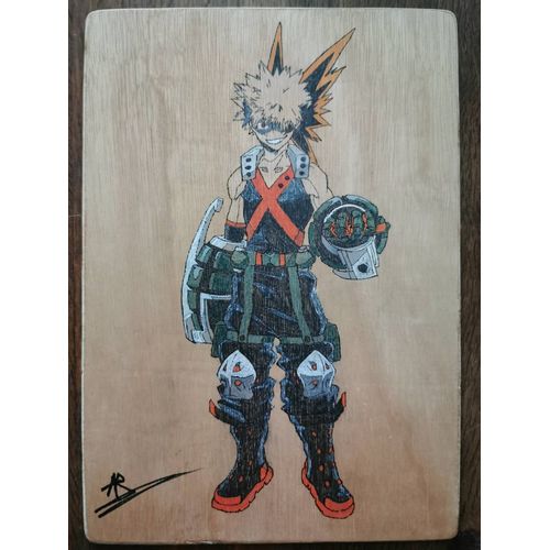 Pyrogravure Sur Bois De Bakugo De My Hero Academia Fait Main