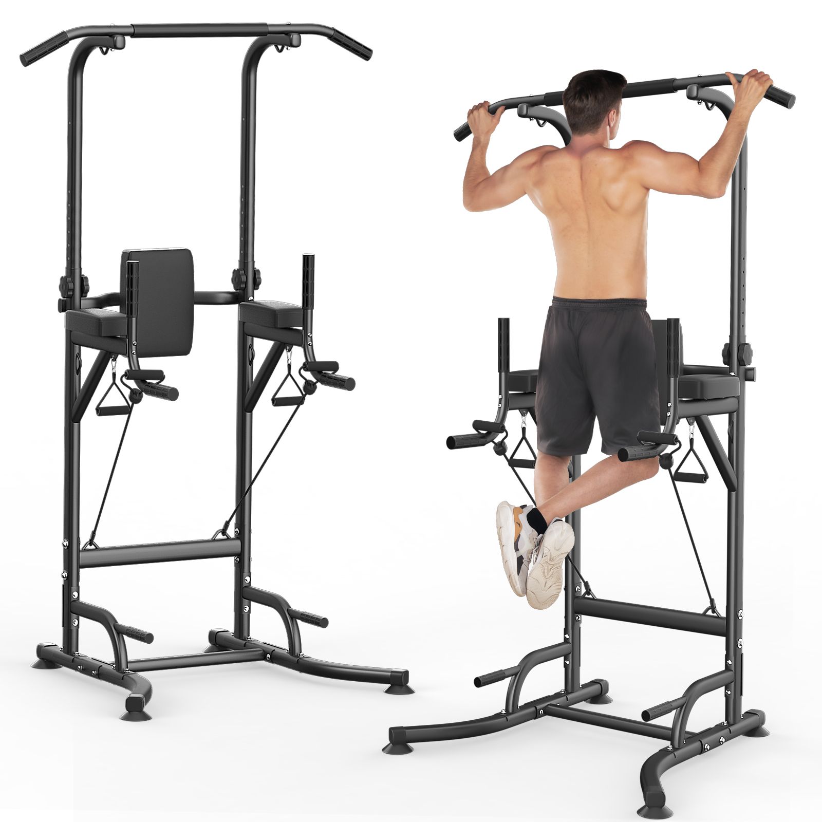 Barres De Traction Ajustable - Chaise Romaine - Power Tower Pliable Dip Station - Max 150kg