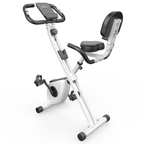 Vélo D'appartement Pliable - 8 Niveaux De Résistance Magnétique - Extra Silencieux, Avec Moniteur Lcd Et Selle Confort Réglable - Charge Max. 120kg - Blanc
