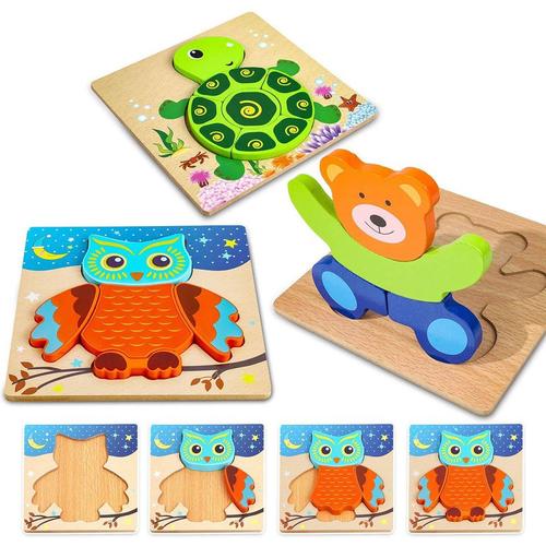 Puzzles en Bois, Jouets Montessori Enfant 1 2 3 4 Ans, Puzzle à  Encastrements, Bébés Animaux Jeu Educatif Apprentissage pour Enfants,  Puzzles avec Cadre