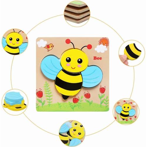 Puzzles en Bois, Jouets Montessori Enfant 1 2 3 4 Ans, Puzzle à  Encastrements, Bébés Animaux Jeu Educatif Apprentissage pour Enfants,  Puzzles avec Cadre