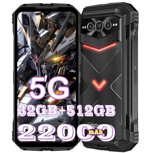 DOOGEE VMAX Pro 5G Smartphone Incassable 32 Go + 512 Go 22000mAh Android 14 Caméra 108MP, 6.58" FHD+ - Noir