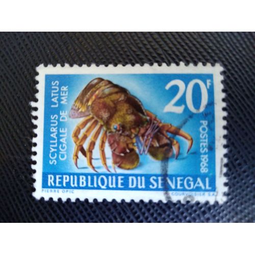Timbre Senegal Yt 306 Langouste De Méditerranée (Scyllarus Latus) 1968 (020409 )