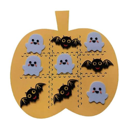 Hallowen Tic-Tac-Toe Feutre Puzzle Jeu de société pour enfants Cartoom Ghost Bat Pumpkin Mat Chess Pad Parent-Child Interaction Jouets Décoration De La Maison