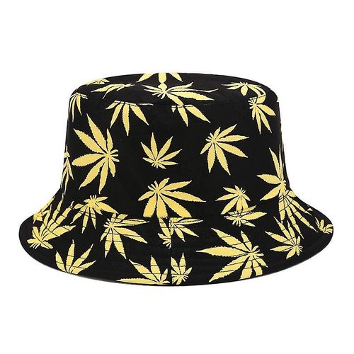 Panama Leaf Print Bucket Hat, Hip Hop Fisherman Cap & Femmes