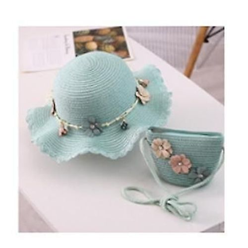Chapeau Et Sac De Plage Tissés De Protection Solaire Tissés De Paille De Débordement D¿Enfants