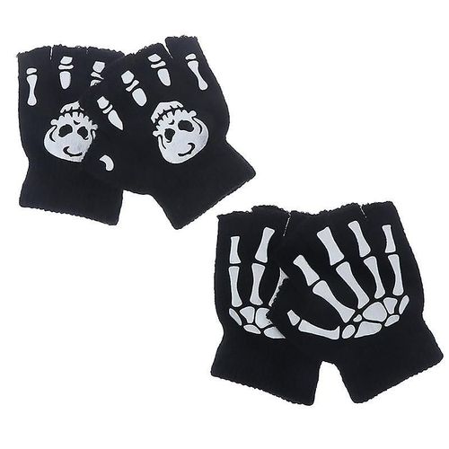 Gants Fluorescents De Squelette De Garçons Frais, Gant Lumineux De Tricot D¿Hiver