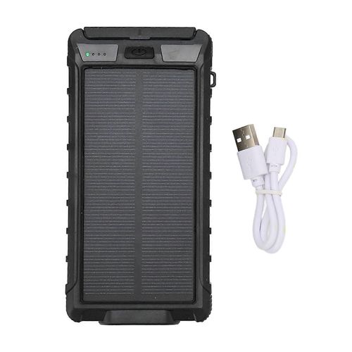 Chargeur De Téléphone Solaire Portable 20000mah Banque D¿Alimentation Solaire Avec Boussole Et Lampe De Poche Led Pour Noir Extérieur