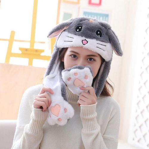 Girl Peluche Moving Rabbit Ears, Chapeau, Cartoon Stich Cap, Kids Party, Licorne