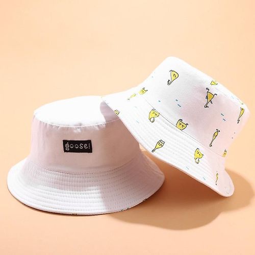 Summer Bucket Cap, Banana Print Yellow Bob Hip Hop Hat && Femmes