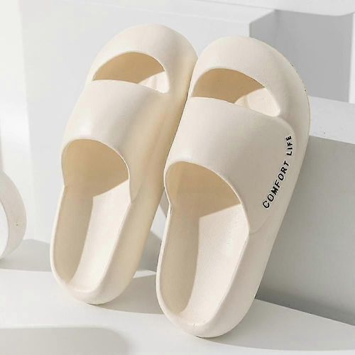 Ultra-Doux Pantoufles Salle De Bain Antidérapant Chaussures À Semelles Épaisses Plate-Forme Sèche Rapide Douche Maison Pour Femmes-Blanc (40-41)