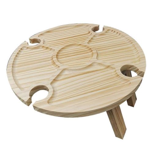 Table De Pique-Nique Pliante Extérieure En Bois Porte-Verre À Vin Porte-Bagages À Fromage Tableau De Collation