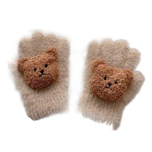 Gants De Bébé En Polaire Élégants Mitaines D¿Hiver Confortables Avec Un Joli Motif D¿Ours Élastique Vêtements À La Main Suiatble Pour Les Enfants