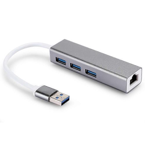 DM HE83 Carte réseau filaire en alliage d¿aluminium 100M USB 3.0 HUB Adaptateur USB vers RJ45
