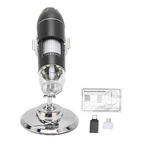 3 en 1 USB Microscope Numérique 50X ?1600X Portable Portable 8 LED Grossissement Endoscope Caméra pour Android