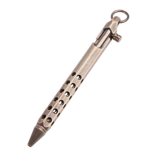 Fait À La Main Solid Brass Pen Hexagonal Bolt Type Action Gel Pen School Stationery