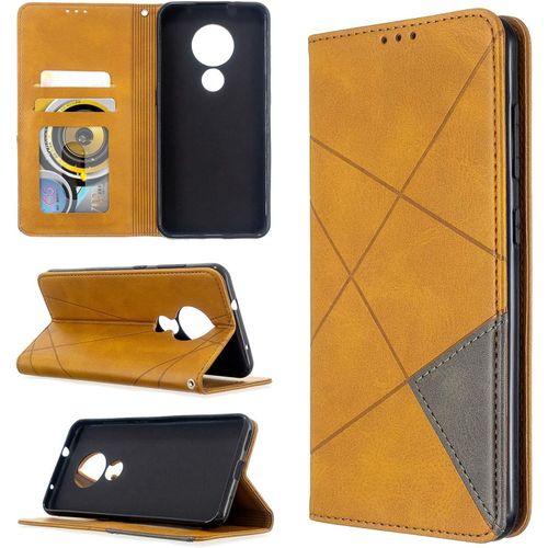 Coque Pour Nokia 6.2 Housse De Protection,Coque Pour Nokia 7.2 Étui À Rabat En Cuir Pu Case Yellow