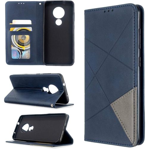 Coque Pour Nokia 6.2 Housse De Protection,Coque Pour Nokia 7.2 Étui À Rabat En Cuir Pu Case Blue