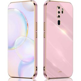 Coque Pour Oppo A9 2020/Oppo A5 2020, Housse Silicone Coloré Case Protégez La Caméra, Étui Ultra-Fin Antichoc Pour Femme Cover Avec Cadre Doré Mauve , Purple
