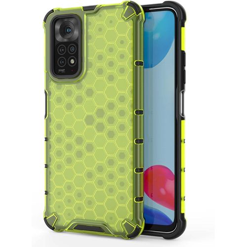 Coque Pour Xiaomi Redmi Note 11s 4g/Redmi Note 11 4g En Nid D'abeille, Transparent Silicone Case Protégez La Caméra, Étui Ultra-Fin Antichoc Double Couche Vert