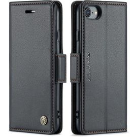 Coque Pour Iphone Se 2022/Iphone Se 2020/Iphone 8/Iphone 7 Etui Avec Rfid Blocage , Housse En Premium Cuir Pochette Portefeuille Rabat Clapet Case Porte Carte Magnétique Étui - Noir