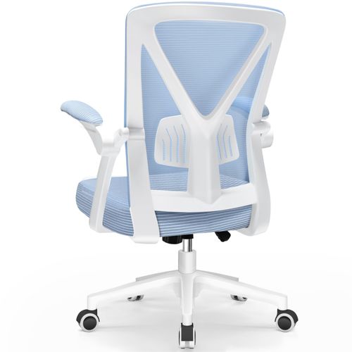Fauteuil De Bureau Inclinable, Chaise De Bureau Avec Accoudoir Pliable, Réglable En Hauteur De 10cm, Soutien Lombaire Réglable 150kg-Bleu