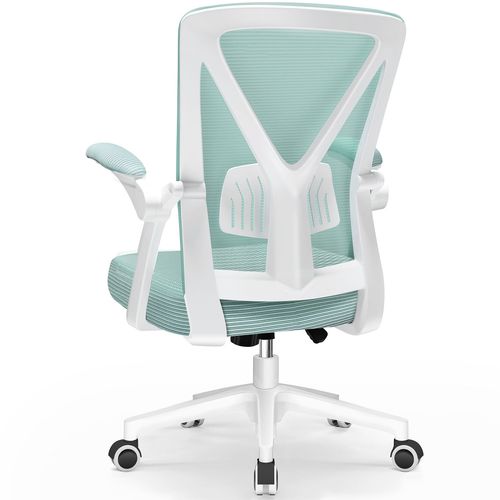 Fauteuil De Bureau Inclinable, Chaise De Bureau Avec Accoudoir Pliable, Réglable En Hauteur De 10cm, Soutien Lombaire Réglable 150kg-Cyan