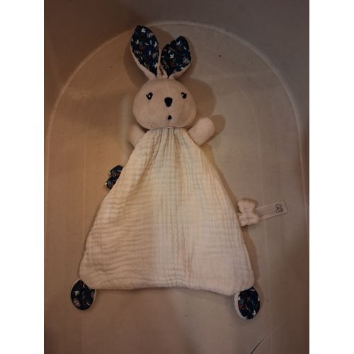 Doudou Lapin Blanc Nature, Bi-Matière Et Tissus Inspiration Japonaise, 2024
