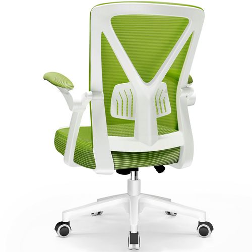 Fauteuil De Bureau Inclinable, Chaise De Bureau Avec Accoudoir Pliable, Réglable En Hauteur De 10cm, Soutien Lombaire Réglable 150kg-Vert