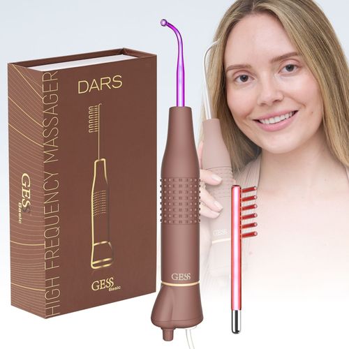 Gess Dars Appareil De Massage Haute Fréquence Avec Gaz Argon Et Néon, 2 Électrodes Pour Le Visage Et Les Cheveux ¿ Barre Haute Fréquence Pour Le Traitement De L'acné, Anti-Âge