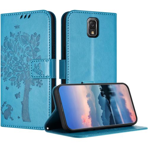 Coque Pour Samsung Galaxy Note 3 Coque,Etui Protection Housse Premium En Cuir Pu,Pochette Fermeture Magnétique,Flip Case Pour Samsung Galaxy Note 3 Bleu
