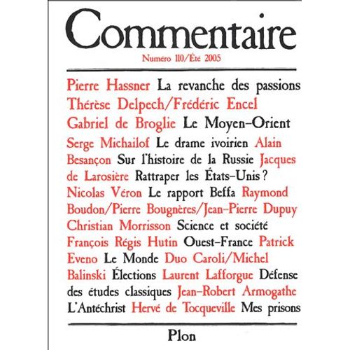 Commentaire N° 110, Eté 2005