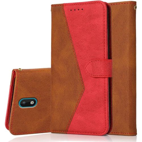 Coque Pour Nokia 1.3, Housse Étui En Pu Cuir Portefeuille Antichoc Étui À Rabat Clapet Protection Magnétique Flip Cover Wallet Case Avec Carte Fentes, Fonction Stand Brun Rougeâtre