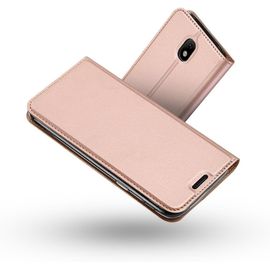 Coque Galaxy J3 2017,Ultra Mince En Cuir Pu Premium Housse À Rabat Portefeuille Coque Étui De Protection Bumper Folio À Clapet Avec Fente Pour Carte Pour Samsung Galaxy J3 2017 Rose