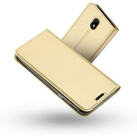 Coque Galaxy J3 2017,Radoo Ultra Mince En Cuir Pu Premium Housse À Rabat Portefeuille Étui De Bumper Folio À Clapet Pour Samsung Galaxy J3 2017 Or