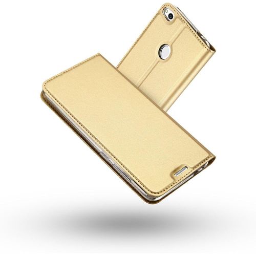 Coque Huawei P8 Lite 2017, Étui En Cuir De Style Portefeuille Fin, Cuir Pu Avec Coque Interne En Silicone Tpu Souple Fermeture Magnétique Pour Huawei P8 Lite 2017 Doré