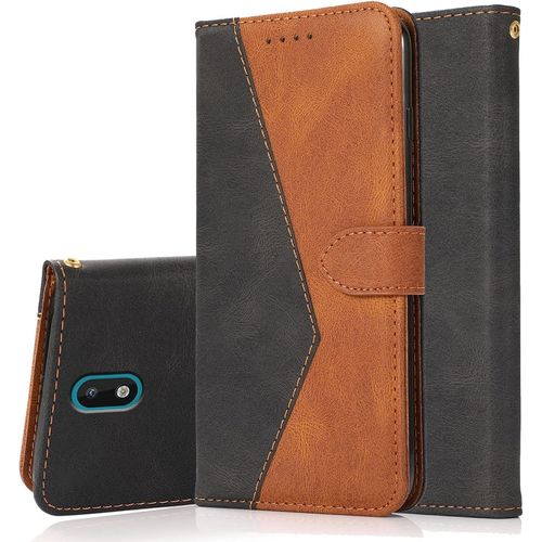 Coque Pour Nokia 1.3, Housse Étui En Pu Cuir Portefeuille Antichoc Étui À Rabat Clapet Protection Magnétique Flip Cover Wallet Case Avec Carte Fentes, Fonction Stand Black Brown