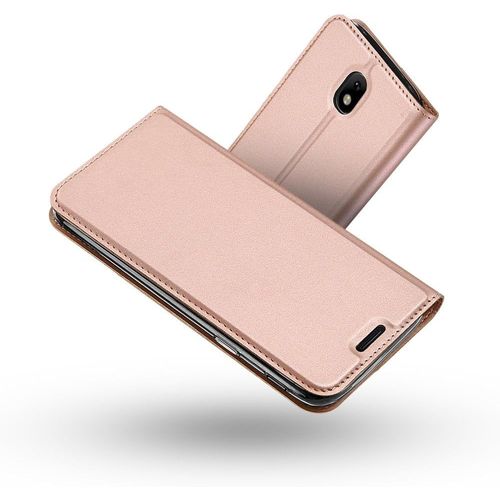 Coque Galaxy J7 2017,Ultra Mince En Cuir Pu Premium Housse À Rabat Portefeuille Coque Étui De Protection Bumper Folio À Clapet Avec Fente Pour Carte Pour Samsung Galaxy J7 2017 Rose