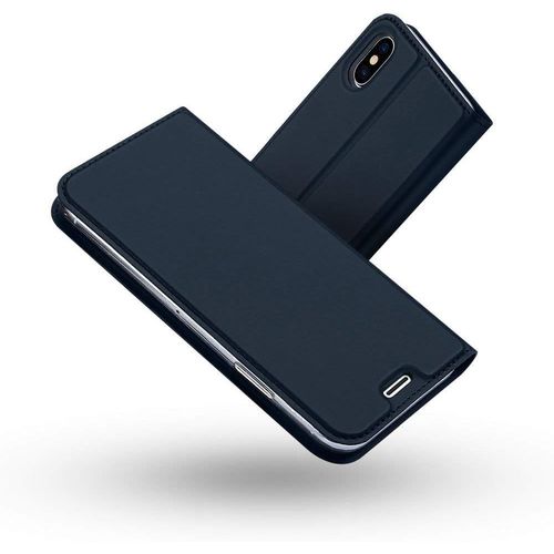 Coque Iphone Xs Max, Ultra Mince En Cuir Pu Premium Housse À Rabat Portefeuille Coque Étui De Protection Bumper Folio À Clapet Avec Fente Pour Carte Pour Apple Iphone Xs Max 6.5 Pouces Bleu
