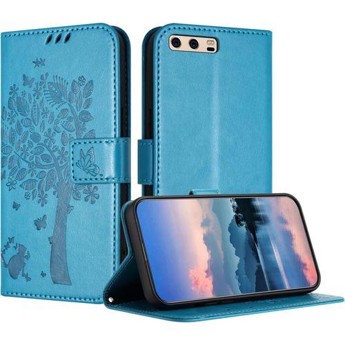 Coque Pour Huawei P10 Plus Coque,Etui Protection Housse Premium En Cuir Pu,Pochette Fermeture Magnétique,Flip Case Pour Huawei P10 Plus Bleu