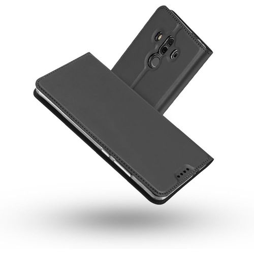 Coque Huawei Mate 10 Pro, Étui En Cuir De Style Portefeuille Fin, Cuir Pu Avec Coque Intérieure En Tpu Souple Fonction Support Fermeture Magnétique Pour Huawei Mate 10 Pro Gris Foncé