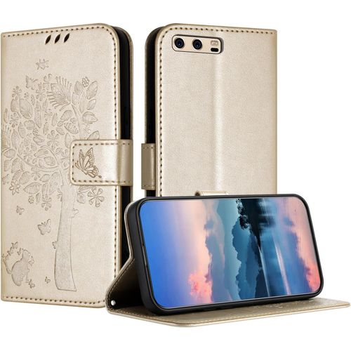 Coque Pour Huawei P10 Plus Coque,Etui Protection Housse Premium En Cuir Pu,Pochette Fermeture Magnétique,Flip Case Pour Huawei P10 Plus Or