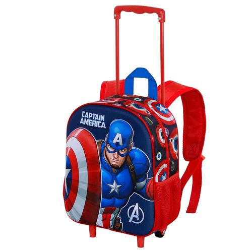 Sac à dos 3D à Roulettes Petit - Marvel Captain America Patriot - Multicolore - Taille Unique