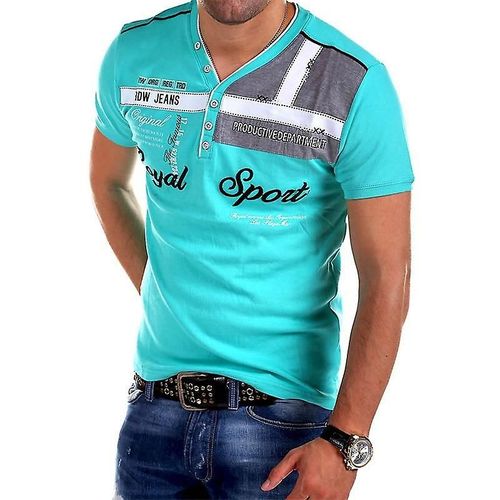 Polo À Col En V En Coton Homme, T-Shirt Slim Fit À Manches Courtes