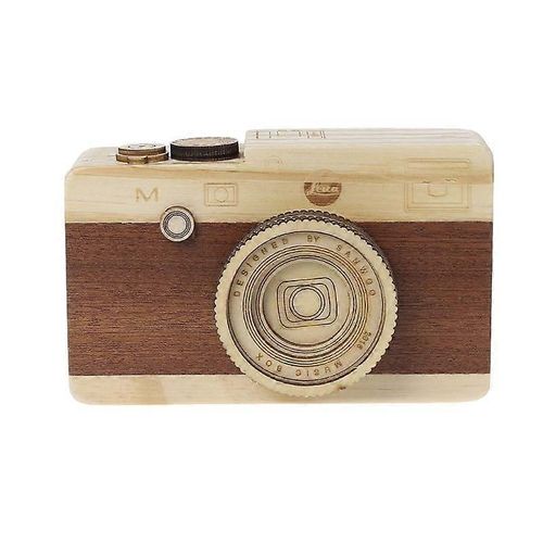 Boîte à musique en bois Rétro Camera Design Mélodie classique Anniversaire Décoration de la maison
